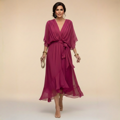 Monique | V-Neck Chiffon Midi Dress