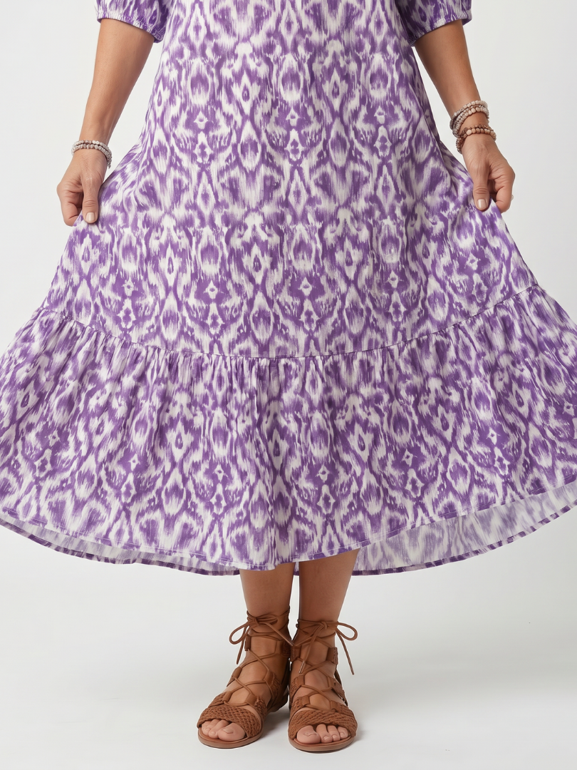 Marisa | Flowy Printed Midi Dress with Tie Detail