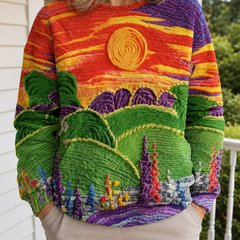 Sunburst Landscape Print Sweater