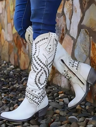 Studded Western Knee-High Boots