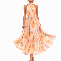 Lillian | Halter Maxi Dress with Watercolor Print