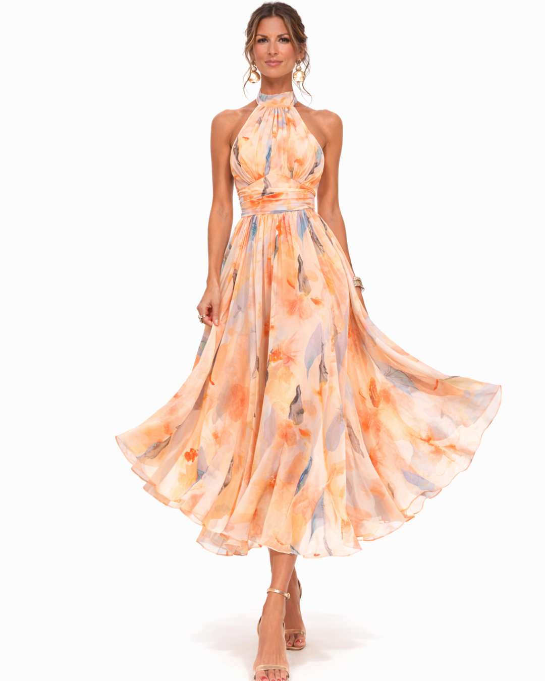 Lillian | Halter Maxi Dress with Watercolor Print