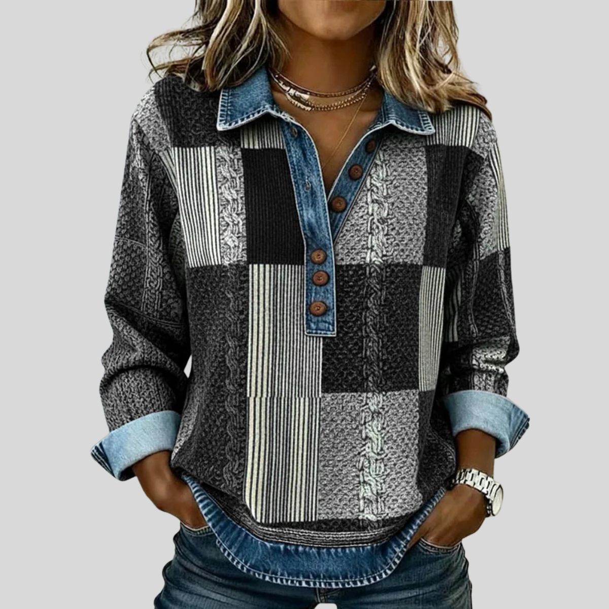 Colorblock Print Sweatshirt