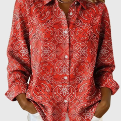 Paisley Print Button-Up Blouse