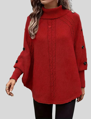 High-Neck Cable-Knit Sweater