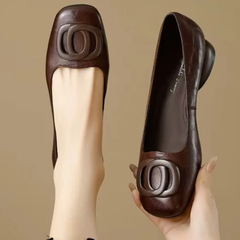 Square-Toe Vegan Leather Ballet Flats