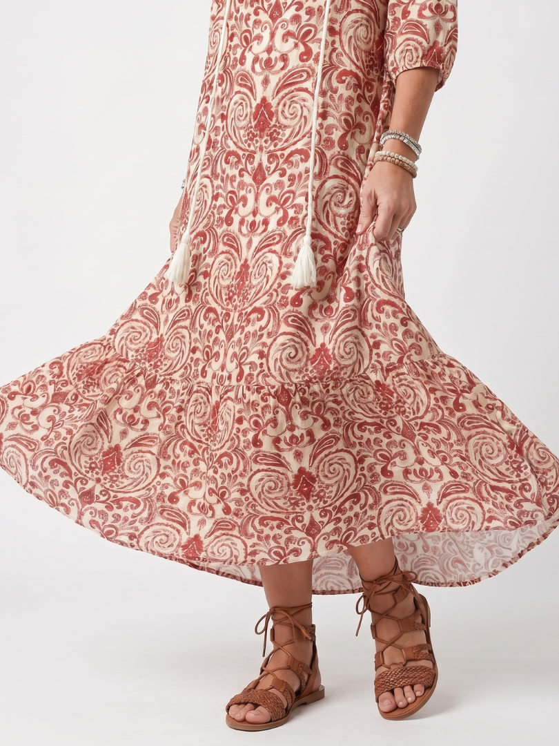 Nikki | Flowy Midi Dress with Embellished Print