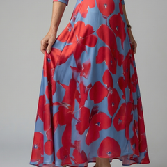 Natalie | Wrap-Neckline Midi Dress with 3/4 Sleeves