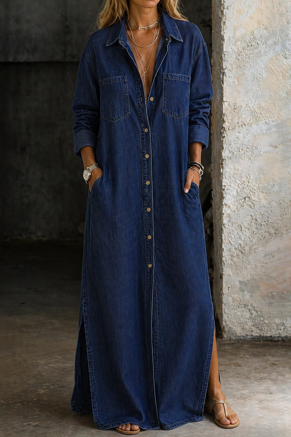 Denim Button Down Dress