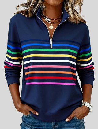 Colourful Striped Quarter-Zip Sweatshirt