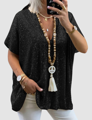 V-Neck Sequin Top