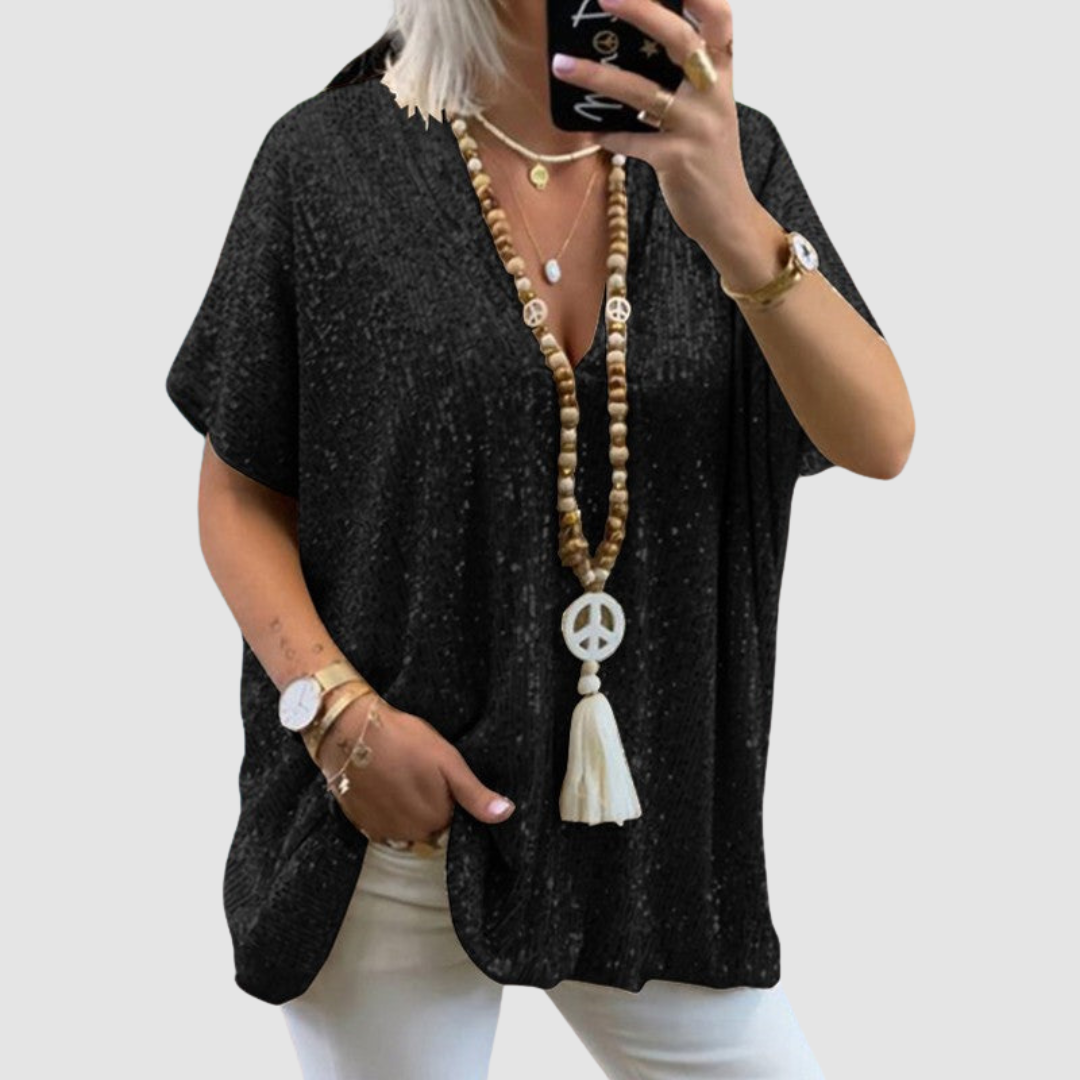 V-Neck Sequin Top