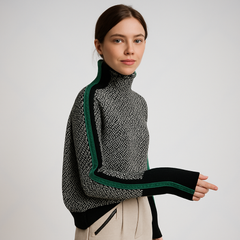 Elegant Contrast Turtleneck Sweater