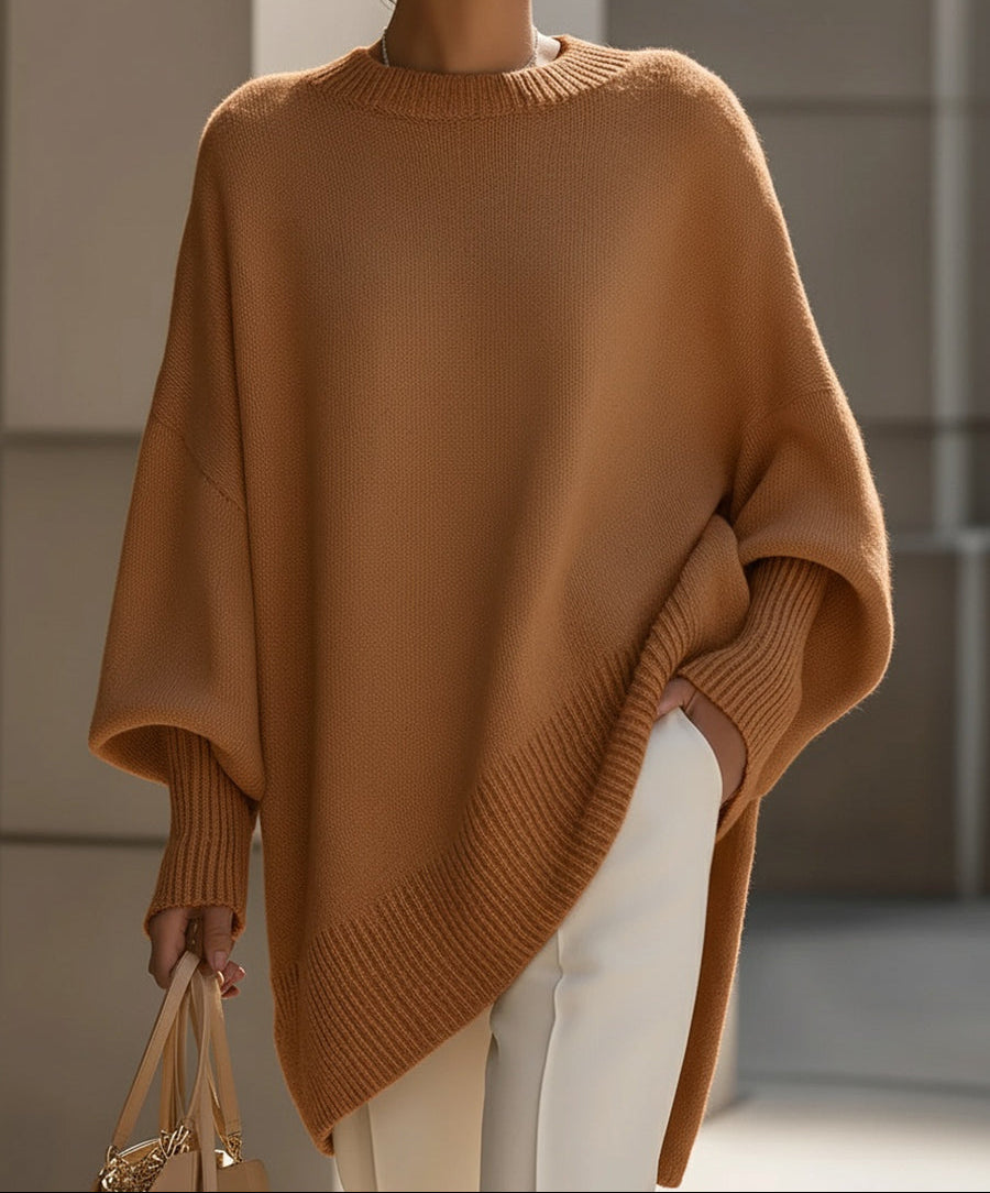 Oversized Draped Wide-Neck Sweater