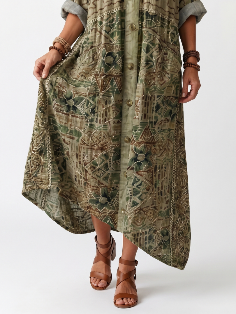 Nora | Oversized Button-Front Midi Dress with Pocket