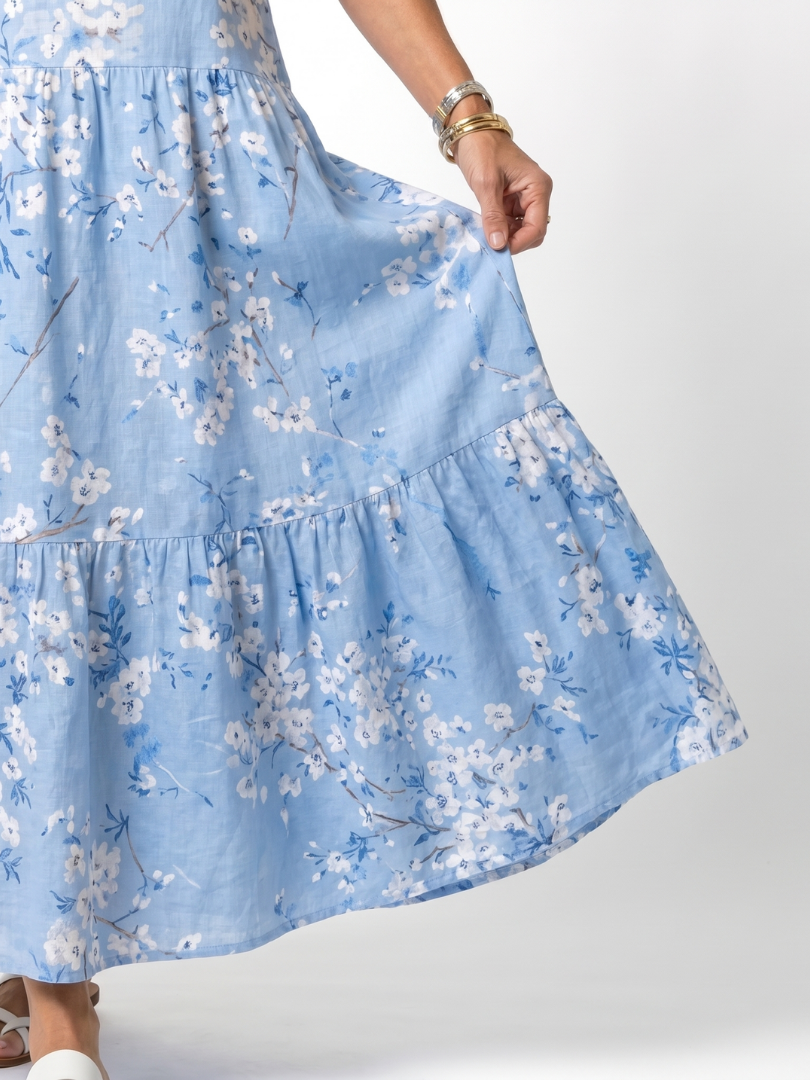 Zoe | Flowy Floral Midi Dress with Tie Detail