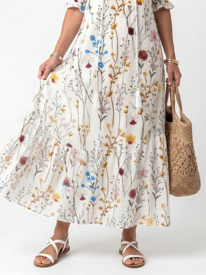 Tessa | Flowy Botanical-Print Midi Dress
