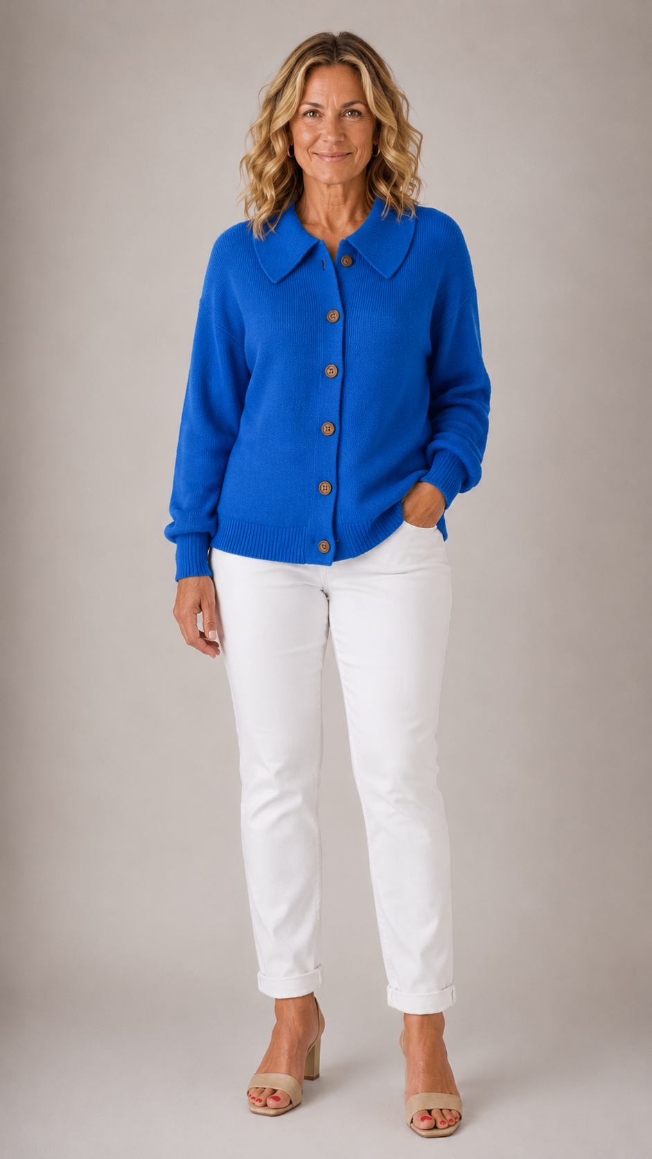 Adele | Classic Collared Knit Cardigan
