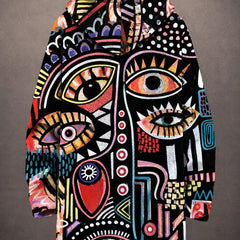 Artistic Eye-Print Hooded Jacket