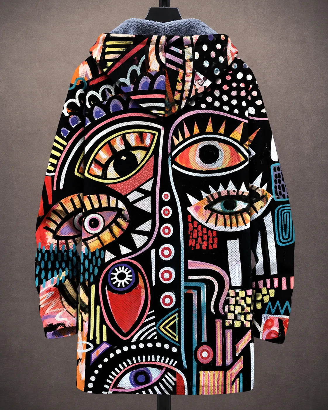 Artistic Eye-Print Hooded Jacket