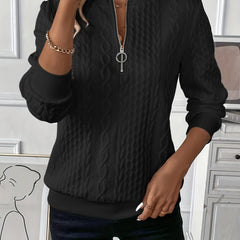 Ladies' zip-up cable knit jumper