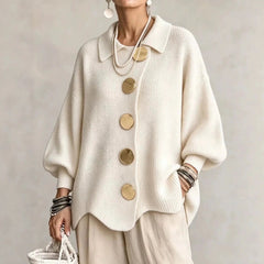 Oversized Collared Button Cardigan
