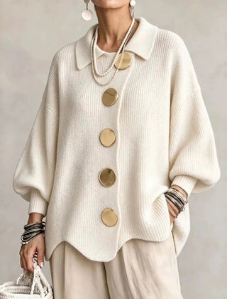 Oversized Collared Button Cardigan