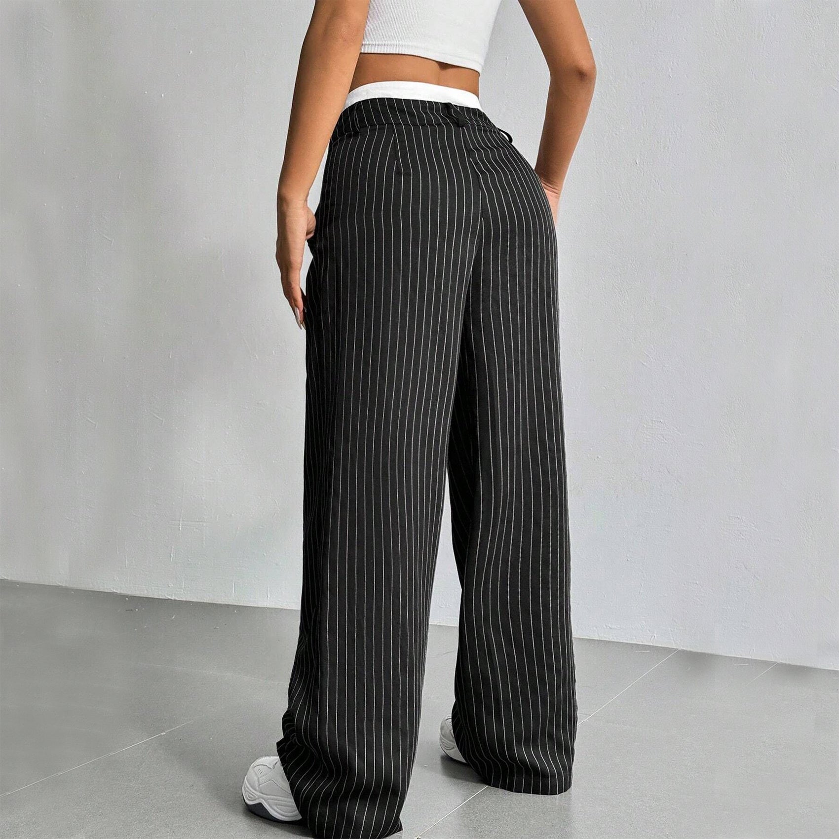 Laura | Elegant Striped High-Waist Pants