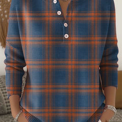 Plaid Print Casual Cotton Buttoned Cardigan Sweater