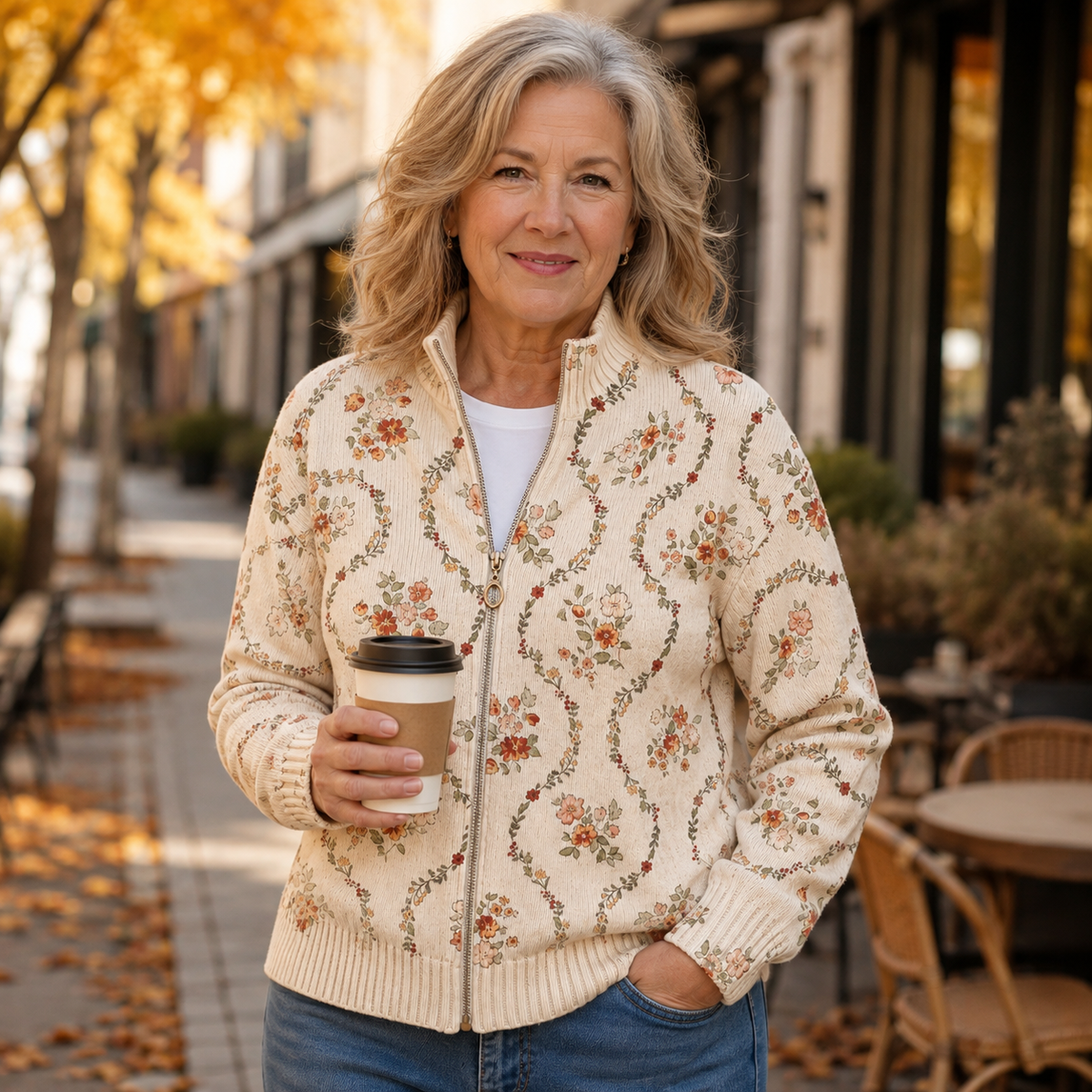 Delicate Floral Vine Cream Print