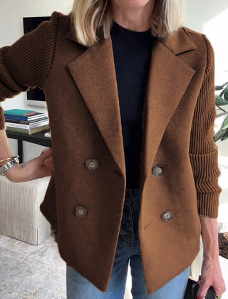 Elegant Knit-Sleeve Blazer