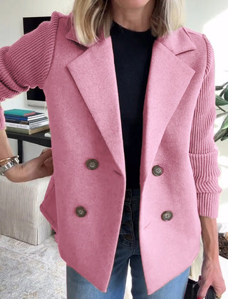 Elegant Knit-Sleeve Blazer