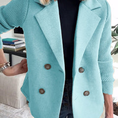 Elegant Knit-Sleeve Blazer