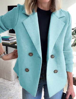 Elegant Knit-Sleeve Blazer