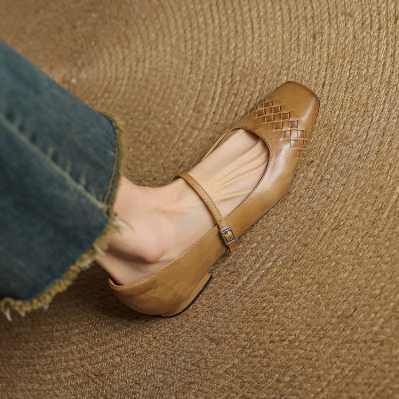Square-Toe Mary Jane Flat
