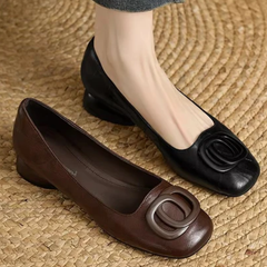 Square-Toe Vegan Leather Ballet Flats