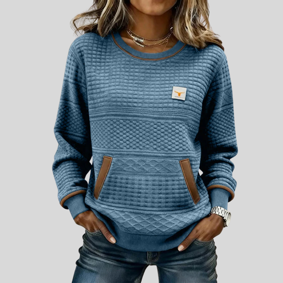 Crew Neck Colorblock Sweatshirt