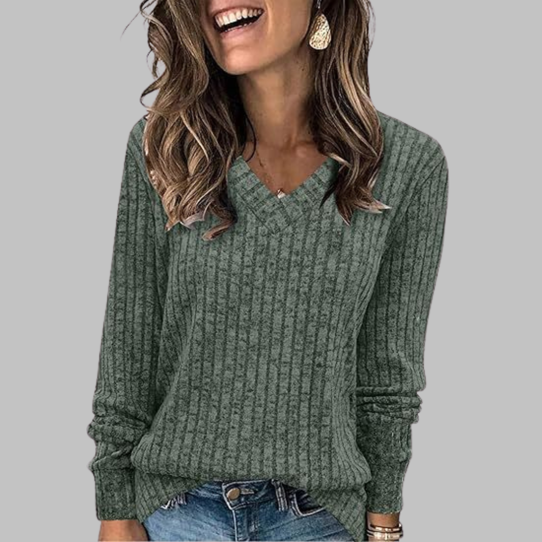 Comfy V-Neck Long Sleeve Top