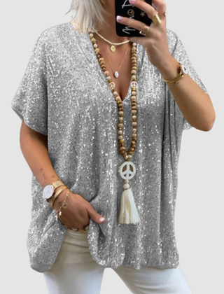 V-Neck Sequin Top