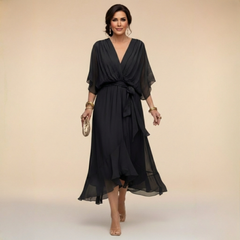 Monique | V-Neck Chiffon Midi Dress