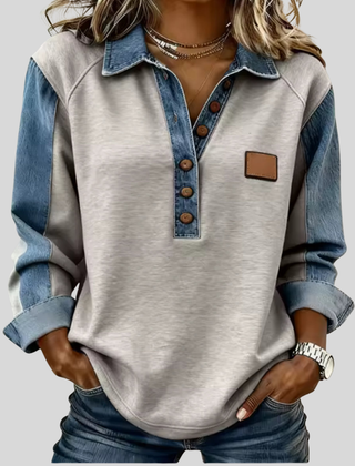 Denim Collar Pullover