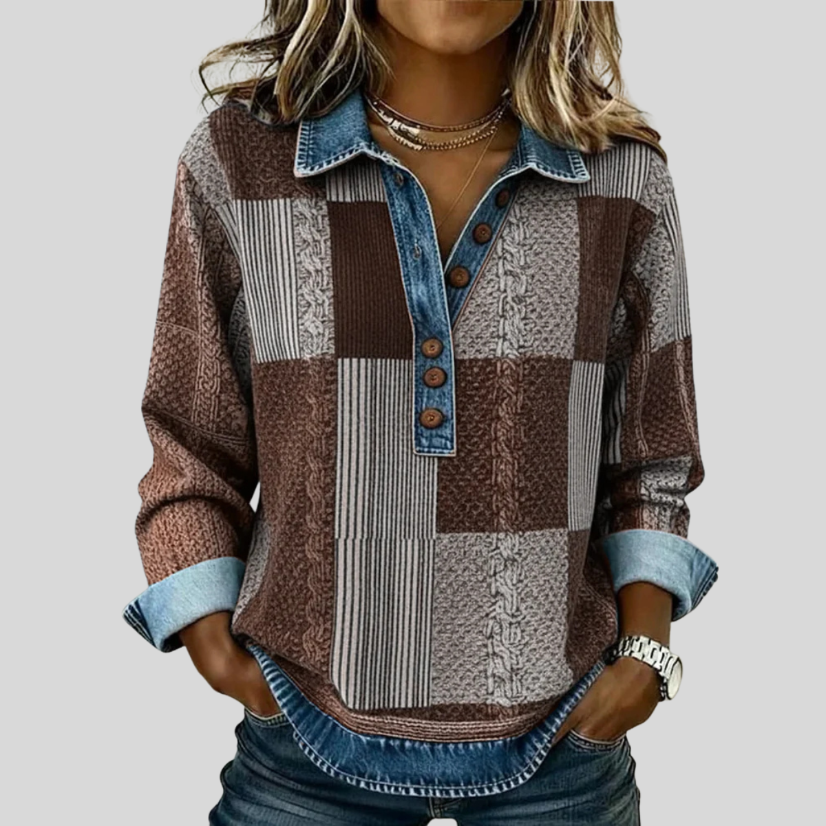 Colorblock Print Sweatshirt