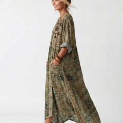 Nora | Oversized Button-Front Midi Dress with Pocket