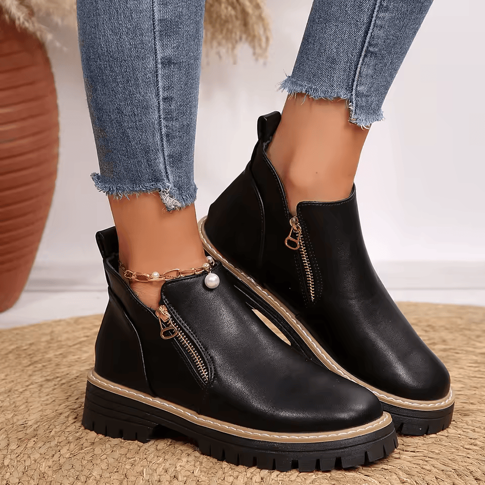Nova | Platform Ankle Boots with Side Zipper