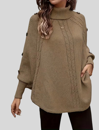 High-Neck Cable-Knit Sweater