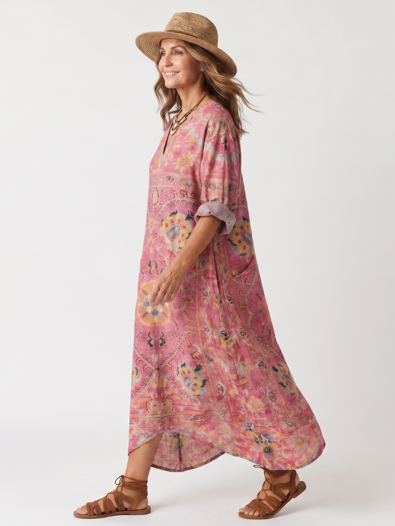 Clara | Printed Midi Dress with Pockets