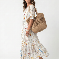 Tessa | Flowy Botanical-Print Midi Dress