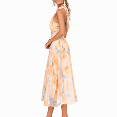 Lillian | Halter Maxi Dress with Watercolor Print