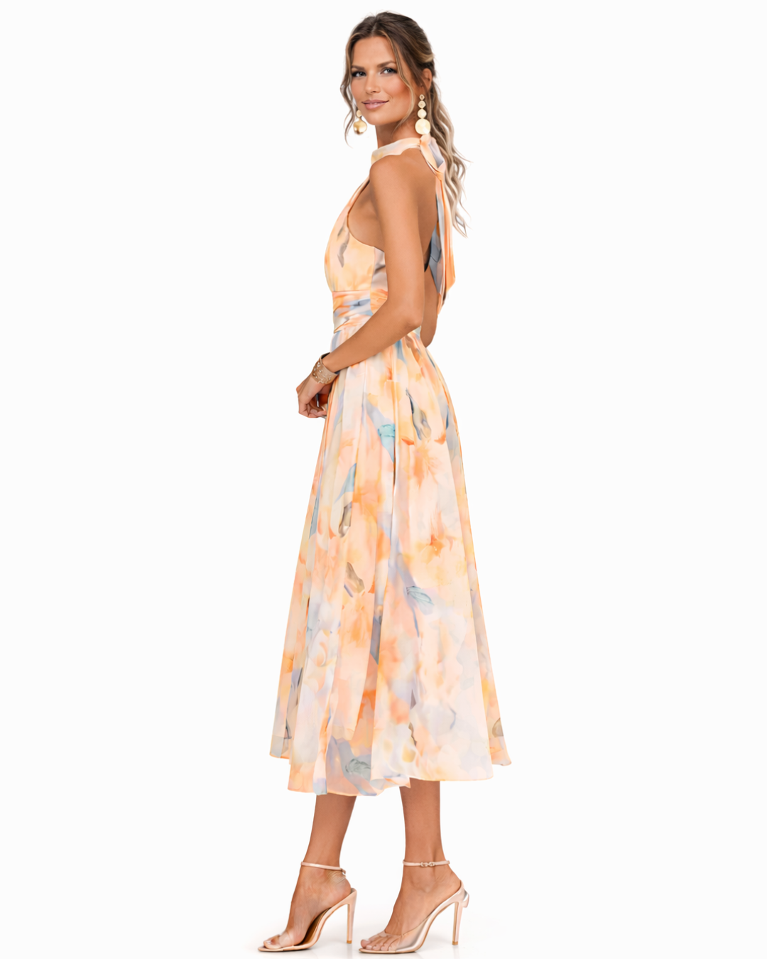 Lillian | Halter Maxi Dress with Watercolor Print