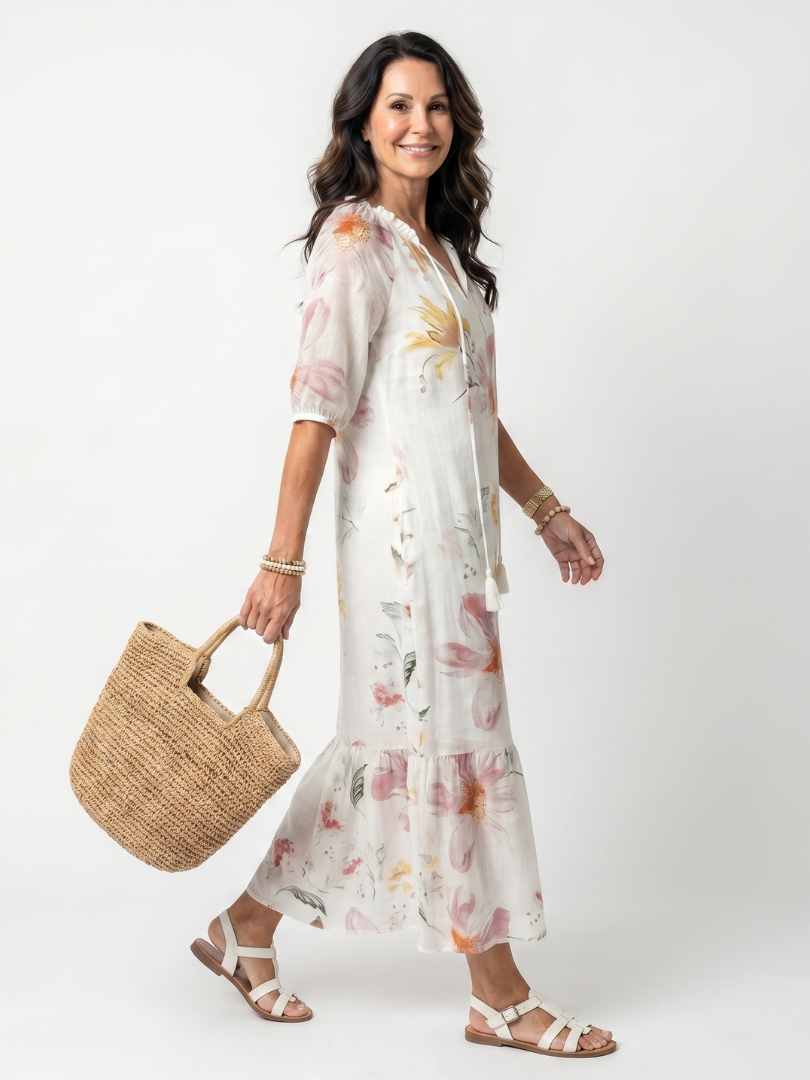 Ada | Flowy Midi Dress with a Layered Skirt